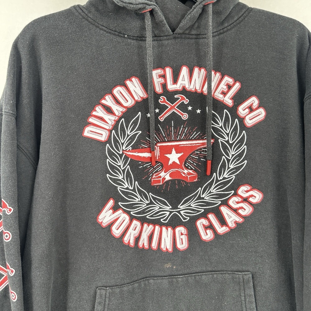 Dixxon Flannel Co. Mens Large Sweatshirt Hoodie Black Working Class Distressed - Picture 2 of 11